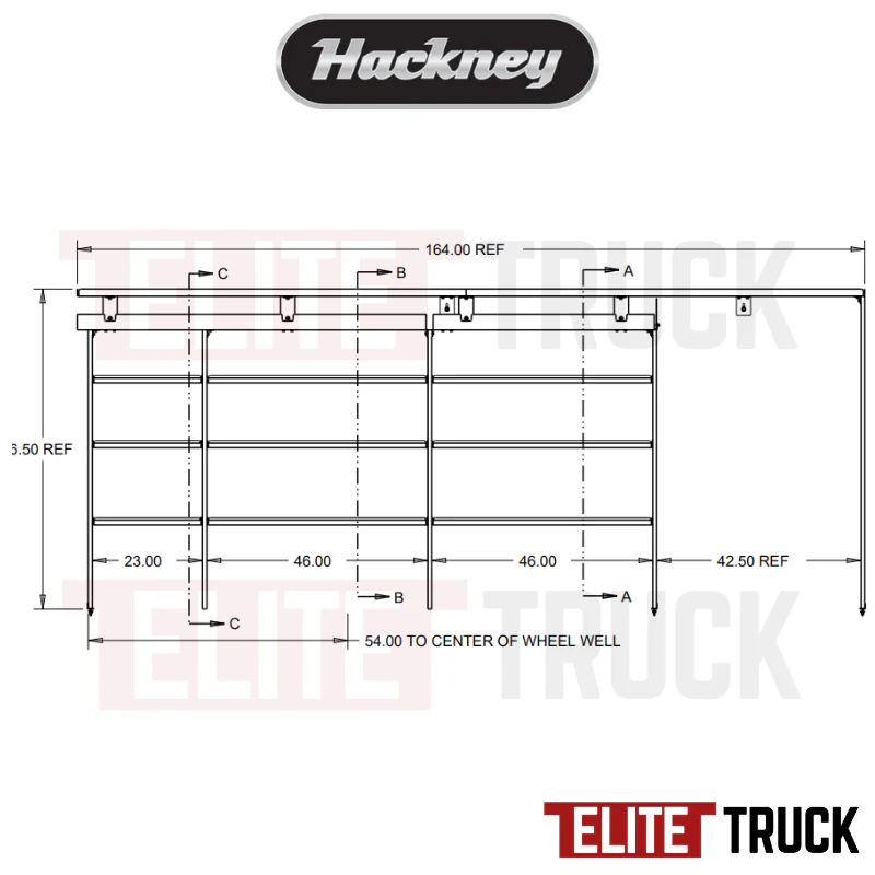 Hackney Van Shelving with Pipe and Ladder Shelf for Driver Side Mercedes Sprinter 23"-46"-46"-(42.5 OPEN) 170"WB EXT HR - Image 3