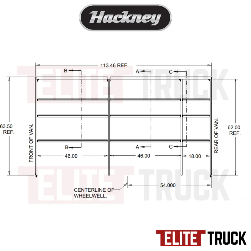Hackney Van Shelving with Ladder Shelf for Curb Side Mercedes Sprinter 46"-46"-18"  170"WB EXT HR - Image 3