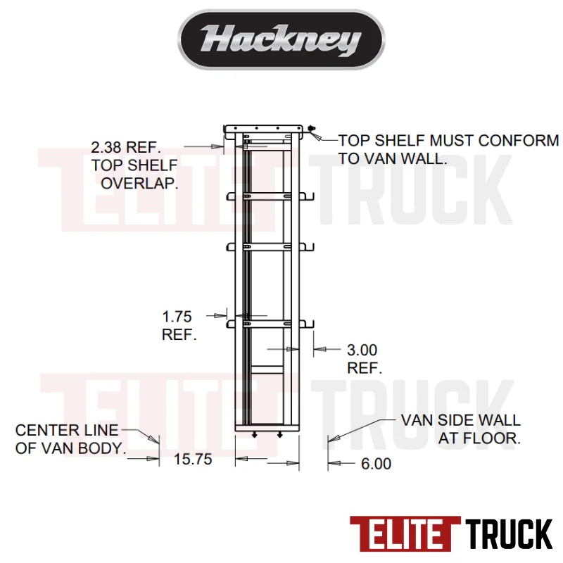 Hackney Van Shelving with Ladder Shelf for Curb Side Mercedes Sprinter 46"-46"-18"  170"WB EXT HR - Image 4