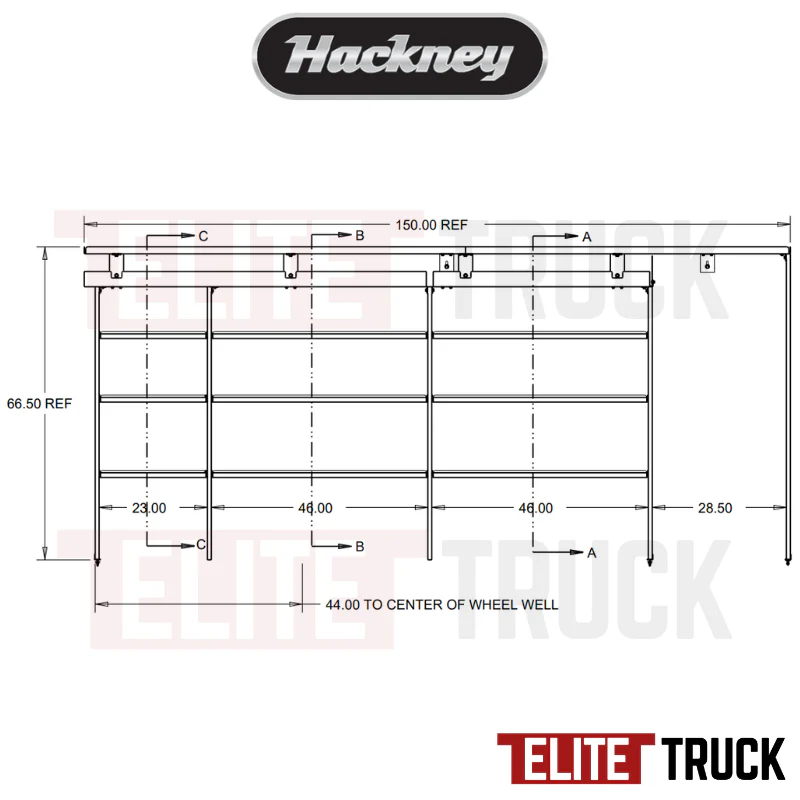 Hackney Van Shelving with Pipe and Ladder Shelf for Driver Side Mercedes Sprinter 46"-46"-23"-(28.5" OPEN) 170"WB HR - Image 3