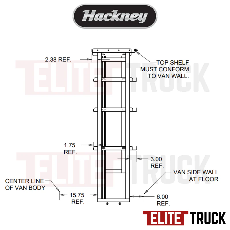 Hackney Van Shelving with Ladder Shelf for Curb Side Mercedes Sprinter 46"-46"  170"WB HR - Image 4