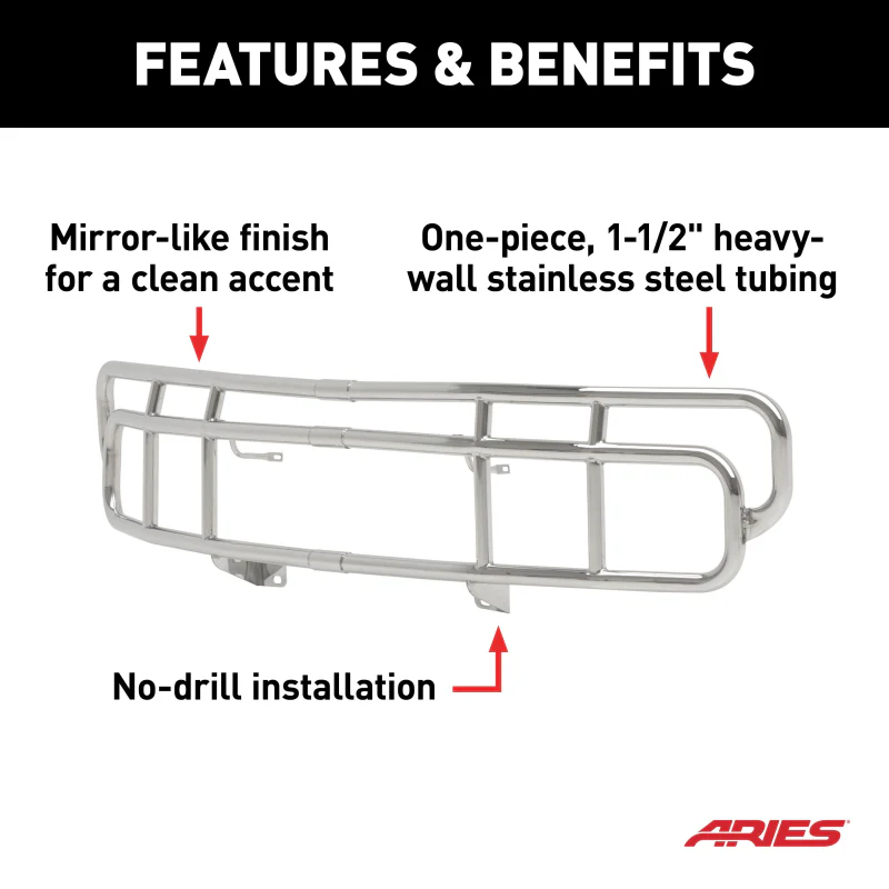 ARIES Polished Stainless Grille Guard, Select Hummer H2 Model 4076-2 - Image 6