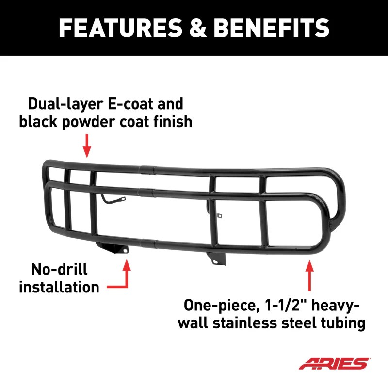 ARIES Black Steel Grille Guard, Select Hummer H2 Model 4076 - Image 5