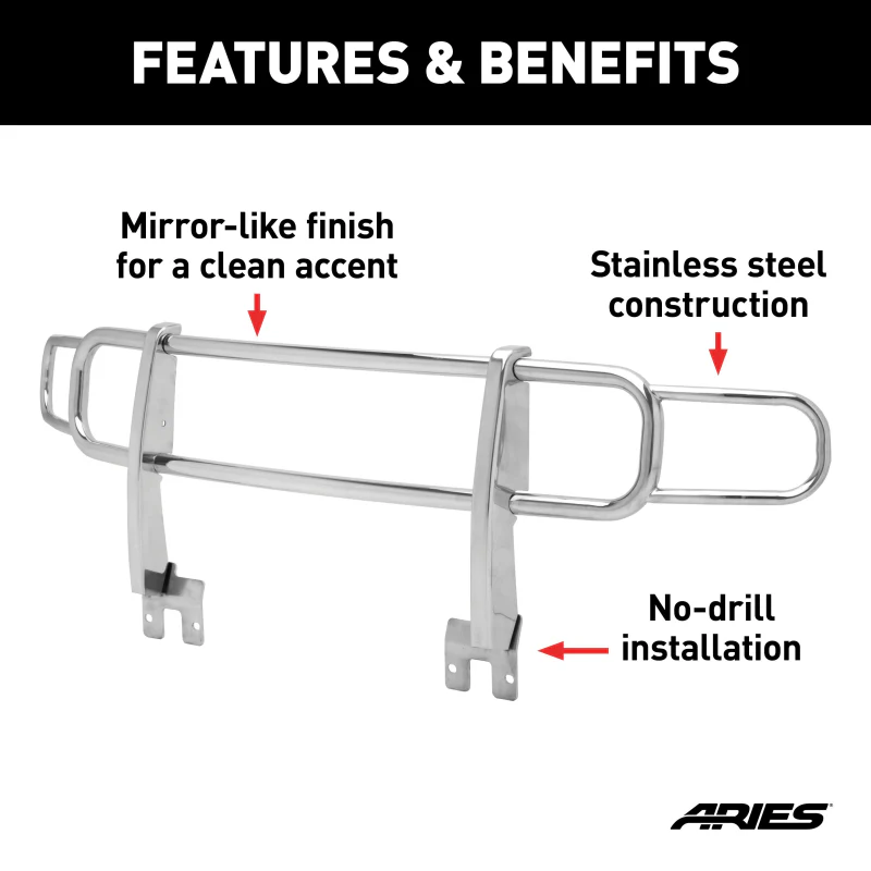 ARIES Polished Stainless Grille Guard, Select Hummer H3, H3T Model 4077-2 - Image 4