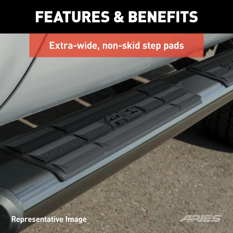 ARIES 6" x 75" Black Aluminum Oval Step Nerf Bars Model 4445018 - Image 5