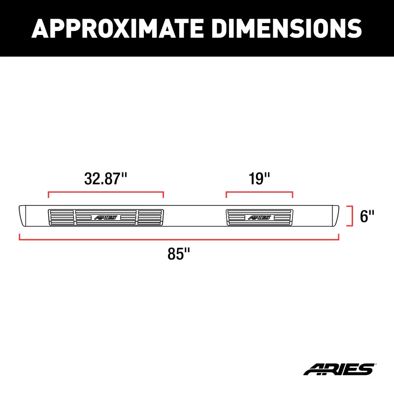 ARIES 6" x 85" Black Aluminum Oval Step Nerf Bars Model 4445019 - Image 2