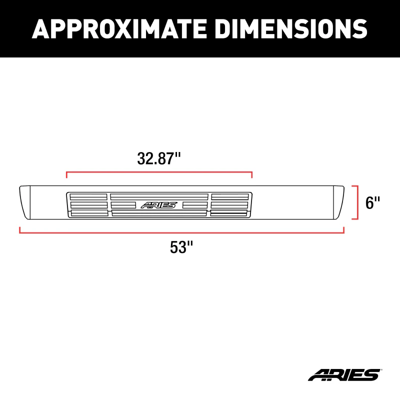 ARIES 6" x 53" Black Aluminum Oval Step Nerf Bars Model 4445043 - Image 2
