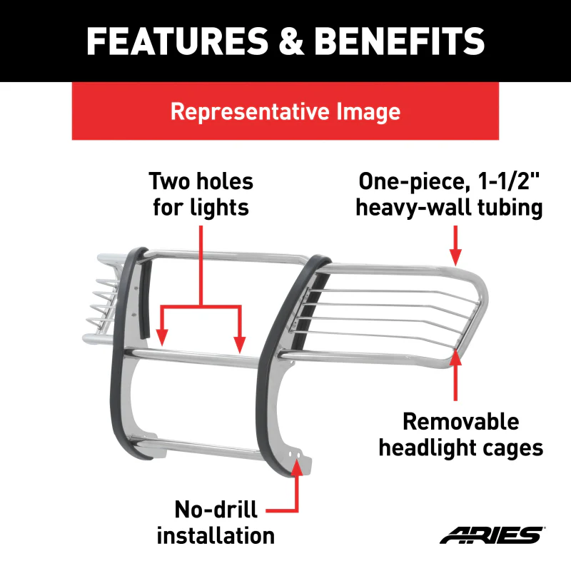 ARIES Polished Stainless Grille Guard, Select Dodge, Ram 2500, 3500 Model 5056-2 - Image 5