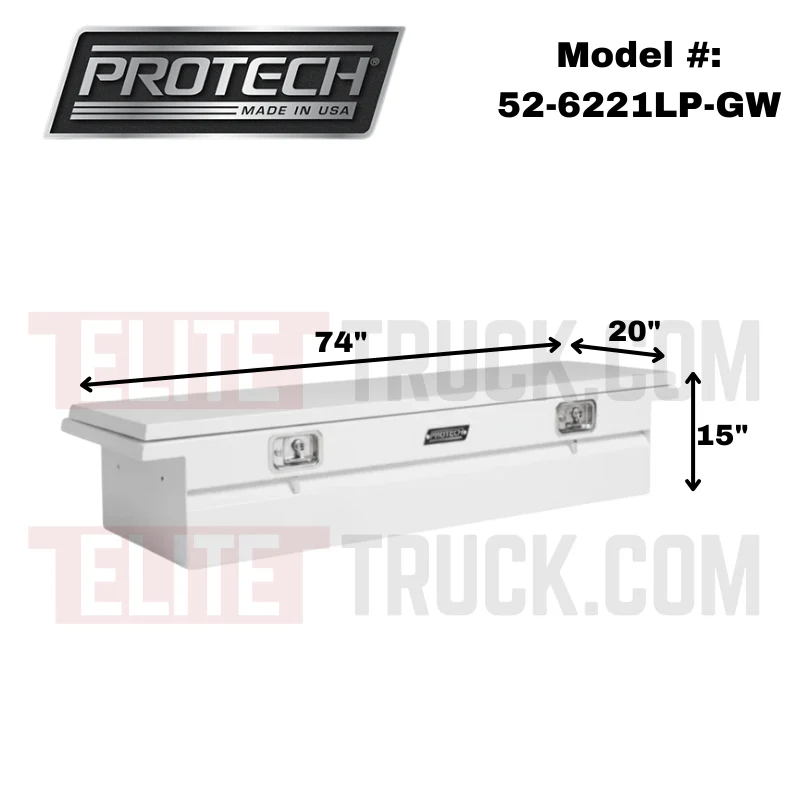 ProTech Crossover 15X20X74 Single Lid Box Gloss White Steel Low Profile Includes Tray Model 52-6221LP-GW - Image 2