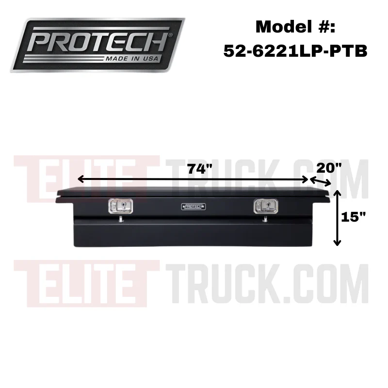 ProTech Crossover 15X20X74 Single Lid Box Textured Black Steel Low Profile Includes Tray Model 52-6221LP-PTB - Image 2