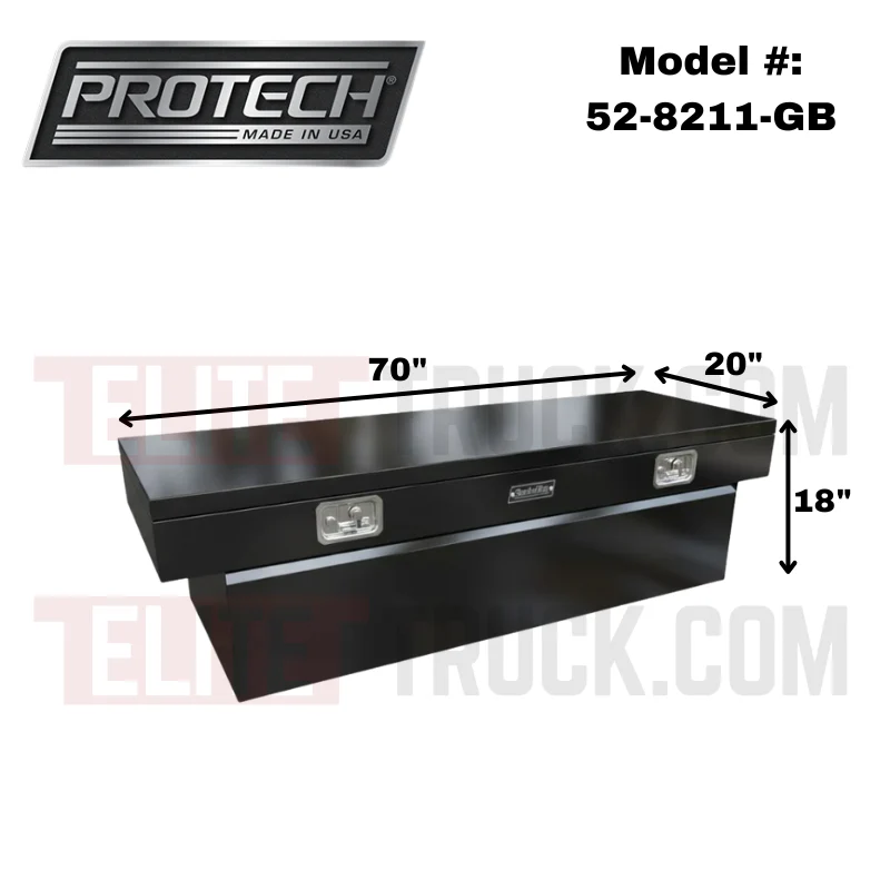 ProTech Crossover 18X20X70 Single Lid Box Gloss Black Steel Standard Profile Includes Tray Model 52-8211-GB - Image 2