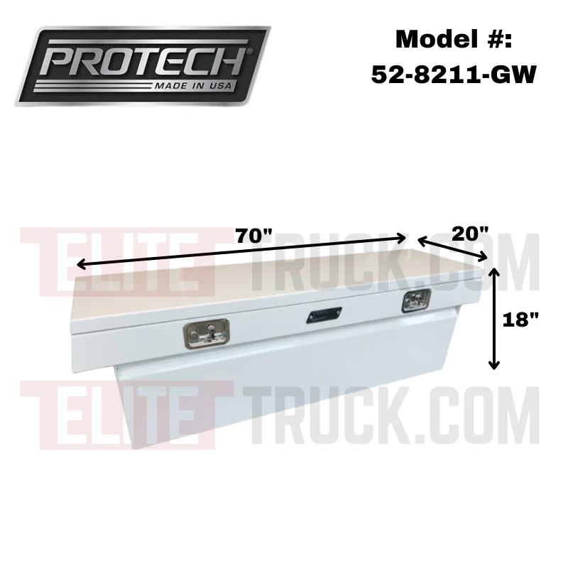 ProTech Crossover 18X20X70 Single Lid Box Gloss White Steel Standard Profile Includes Tray Model 52-8211-GW - Image 2