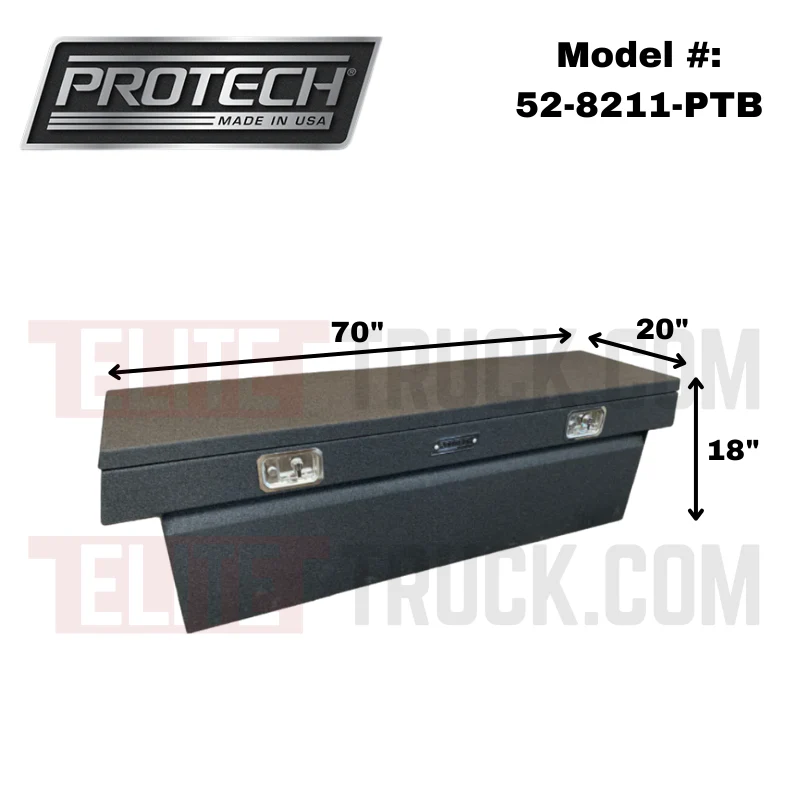 ProTech Crossover 18X20X70 Single Lid Box Textured Black Steel Standard Profile Includes Tray Model 52-8211-PTB - Image 2