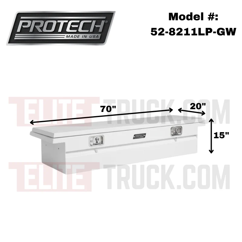 ProTech Crossover 15X20X70 Single Lid Box Gloss White Steel Low Profile Includes Tray Model 52-8211LP-GW - Image 2