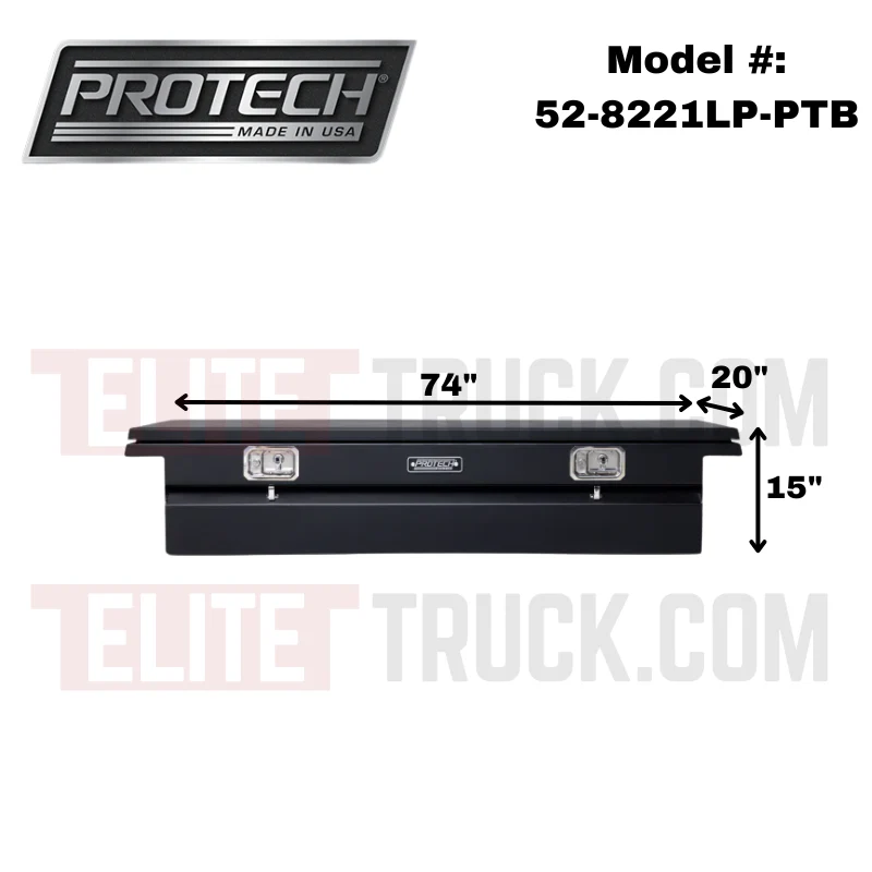 ProTech Crossover 15X20X74 Single Lid Box Textured Black Steel Low Profile Includes Tray Model 52-8221LP-PTB - Image 2
