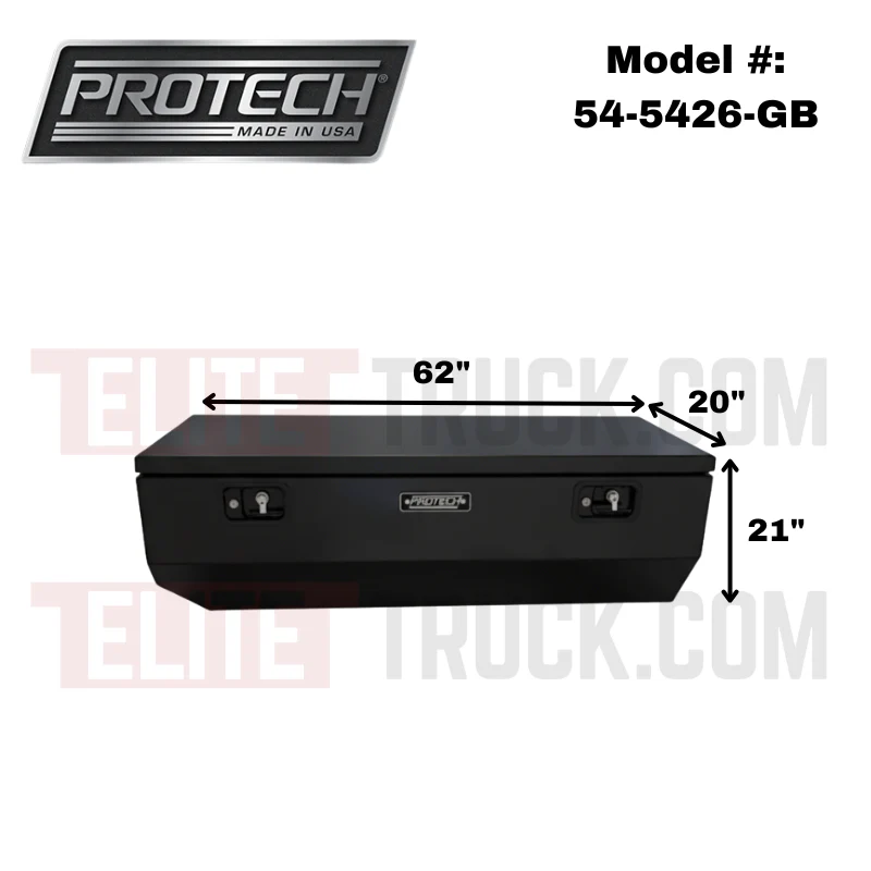 Protech Chest Tool Box - 21X20X62, 20+ Chevy HD 6.5+ Bed, Smooth Lid - Gloss Black Includes Tray Model 54-5426-GB - Image 2