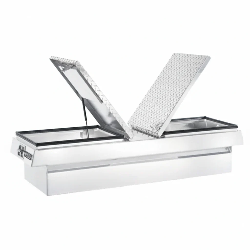 ProTech Crossover 20X28X74 Gull Wing Box Diamond Plate Lid Bright Aluminum Standard Profile Includes Tray Model 54-6022-28 - Image 3