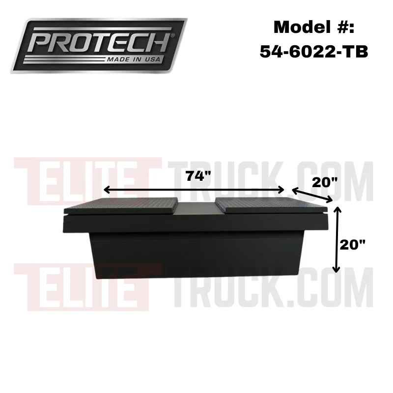 ProTech Crossover 20X20X74 Gull Wing Box Diamond Plate Lid Textured Black Standard Profile Includes Tray Model 54-6022-TB - Image 2