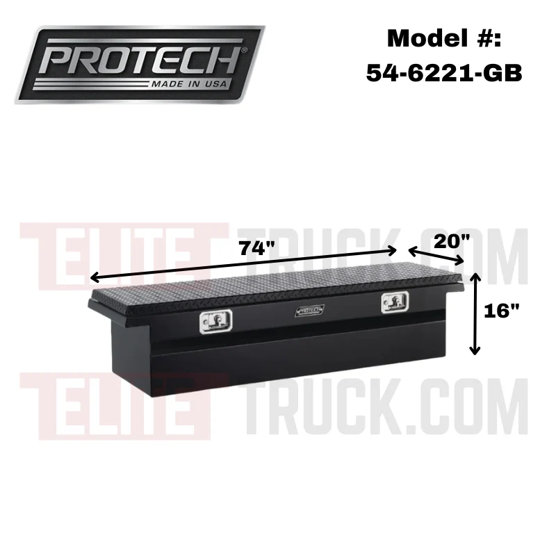 ProTech Crossover 16X20X74 Single Lid Box Diamond Plate Lid Gloss Black Standard Profile Includes Tray Model 54-6221-GB - Image 2