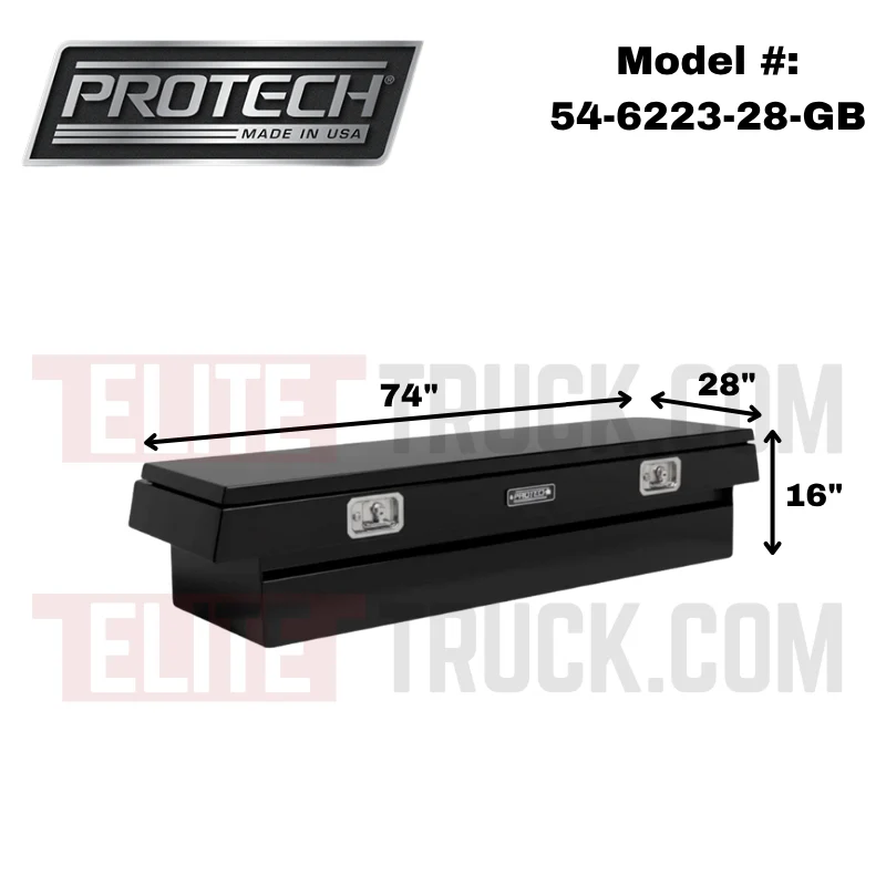 ProTech Crossover 16X28X74 Single Lid Box Smooth Lid Gloss Black Standard Profile Includes Tray Model 54-6223-28-GB - Image 2