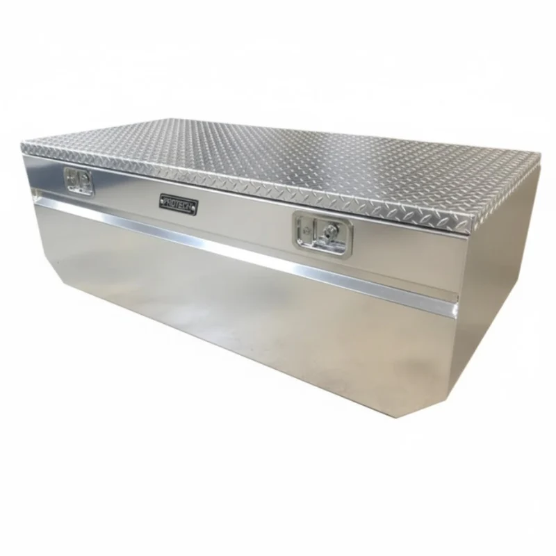 Protech Chest Tool Box - 21X24X62, 17+ Ford Standard Duty, Notched Diamond Plate Lid Bright Aluminum Includes Tray Model 54-6490