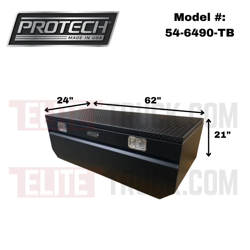 Protech Chest Tool Box - 21X24X62, 17+ Ford Standard Duty, Notched- Diamond Plate Lid Textured Black Includes Tray Model 54-6490-TB - Image 2