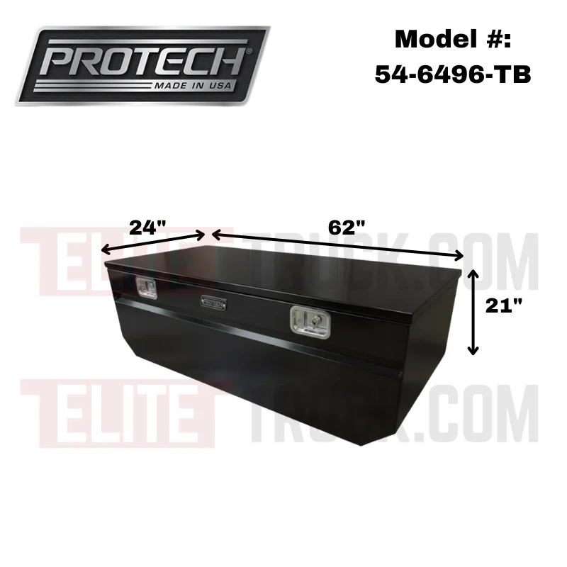 Protech Chest Tool Box - 21X24X62, 17+ Ford Standard Duty, Notched, Smooth Lid- Textured Black Includes Tray Model 54-6496-TB - Image 2