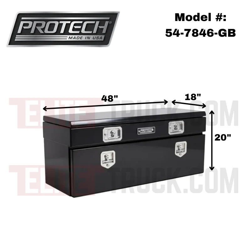 Protech Flatbed Top Mount Contractor Box - Smooth Lid/Door, 1Drop/1Top 20Hx18Dx48L - Gloss Black Model 54-7846-GB - Image 2