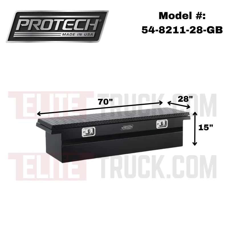 ProTech Crossover 15X28X70 Single Lid Box Diamond Plate Lid Gloss Black Standard Profile Includes Tray Model 54-8211-28-GB - Image 2