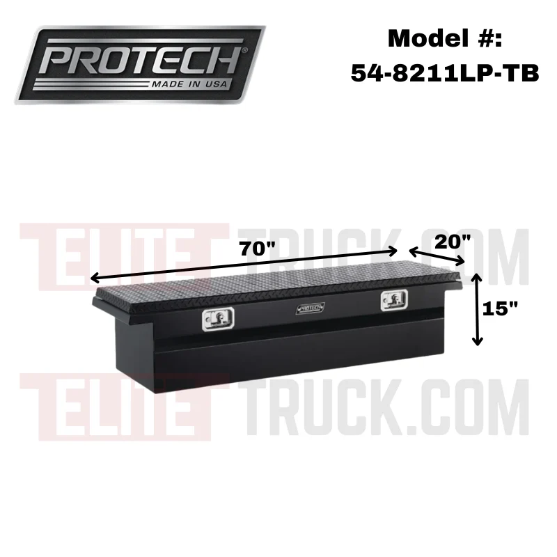 ProTech Crossover 15X20X70 Single Lid Box Diamond Plate Lid Textured Black Low Profile Includes Tray Model 54-8211LP-TB - Image 2