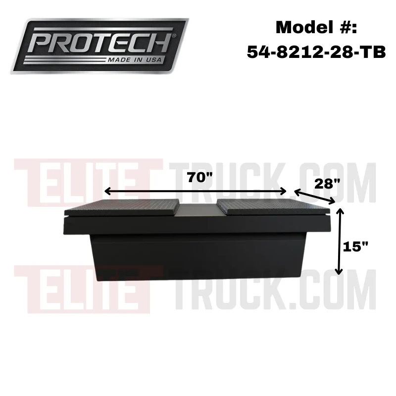 ProTech Crossover 15X28X70 Gull Wing Box Diamond Plate Lid Textured Black Standard Profile Includes Tray Model 54-8212-28-TB - Image 2