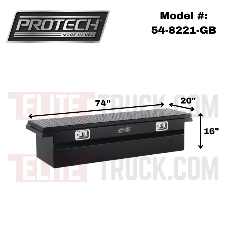 ProTech Crossover 16X20X74 Single Lid Box Diamond Plate Lid Gloss Black Standard Profile Includes Tray Model 54-8221-GB - Image 2