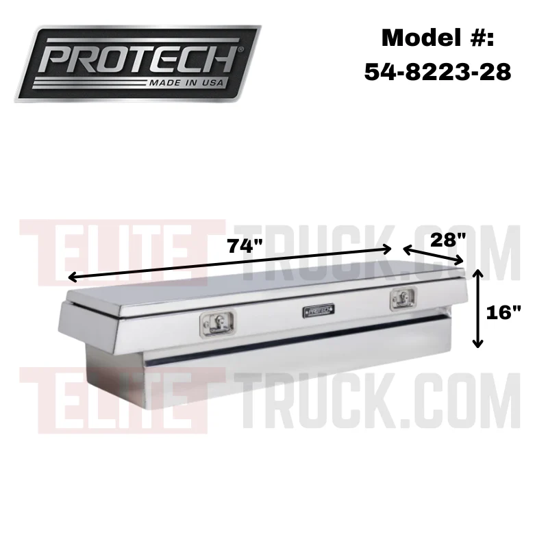 ProTech Crossover 16X28X74 Single Lid Box Smooth Lid Bright Aluminum Standard Profile Includes Tray Model 54-8223-28 - Image 2