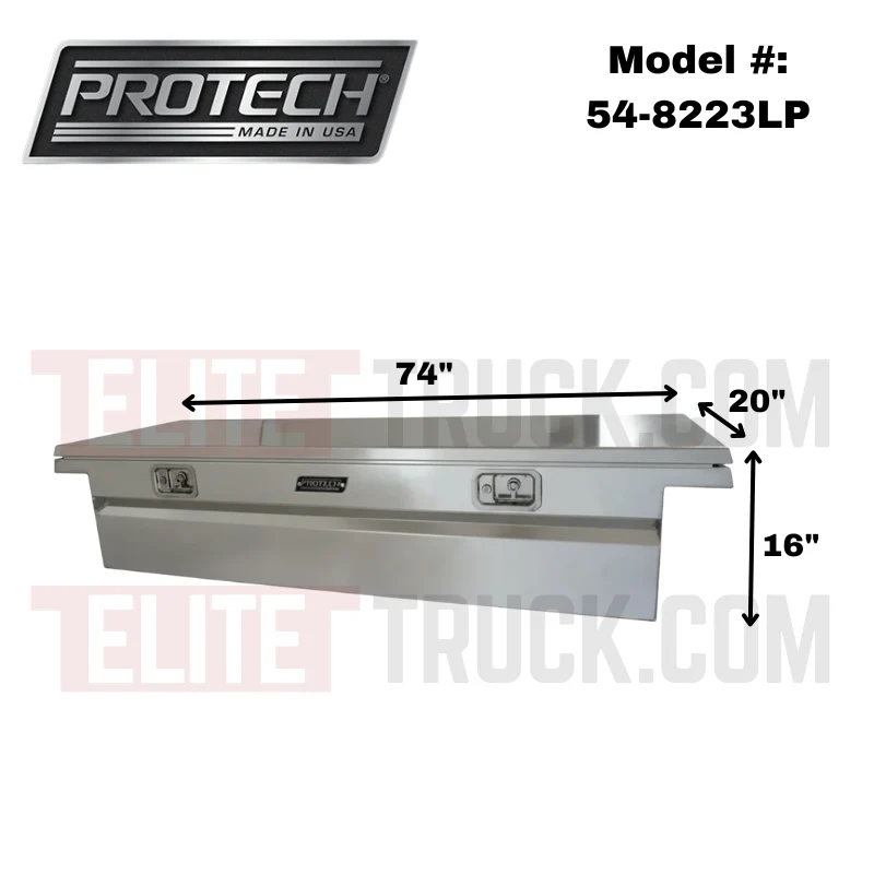 ProTech Crossover 16X20X74 Single Lid Box Smooth Lid Bright Aluminum Low Profile Includes Tray Model 54-8223LP - Image 2