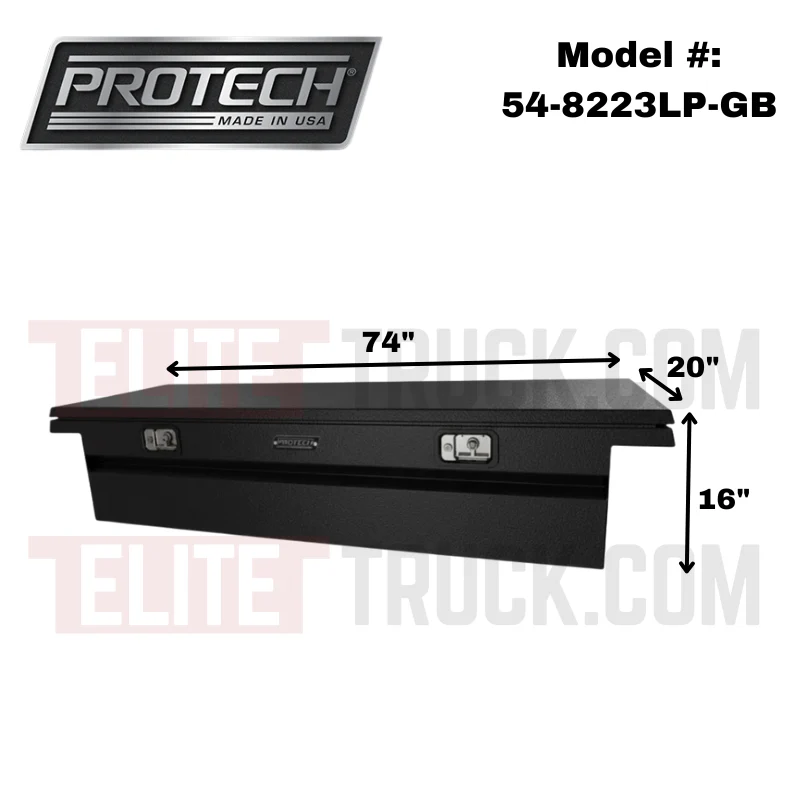 ProTech Crossover 16X20X74 Single Lid Box Smooth Lid Gloss Black Low Profile Includes Tray Model 54-8223LP-GB - Image 2