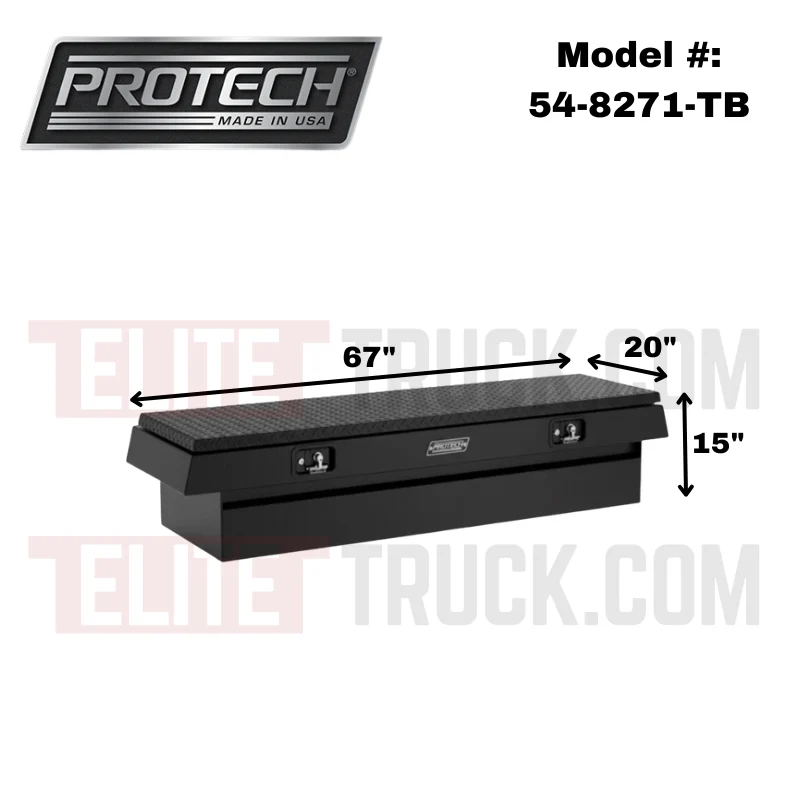ProTech Crossover 15X20X67 Single Lid Box Diamond Plate Lid Textured Black Standard Profile Includes Tray Model 54-8271-TB - Image 2