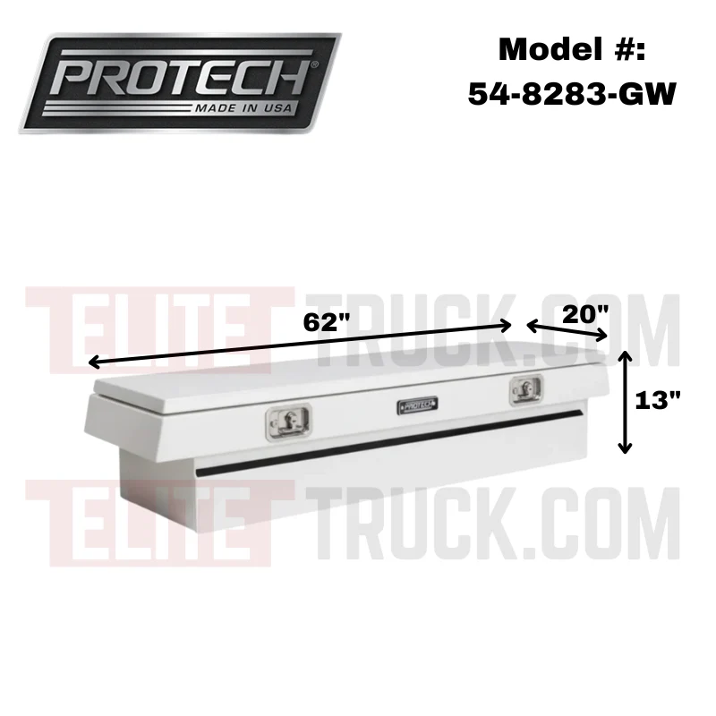 ProTech Crossover 13X20X62 Single Lid Box Smooth Lid Gloss White Standard Profile Includes Tray Model 54-8283-GW - Image 2