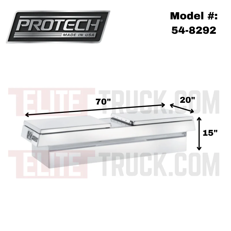 ProTech Crossover 15X20X70 Gull Wing Box Diamond Plate Lid Bright Aluminum Standard Profile Includes Tray Model 54-8292 - Image 2