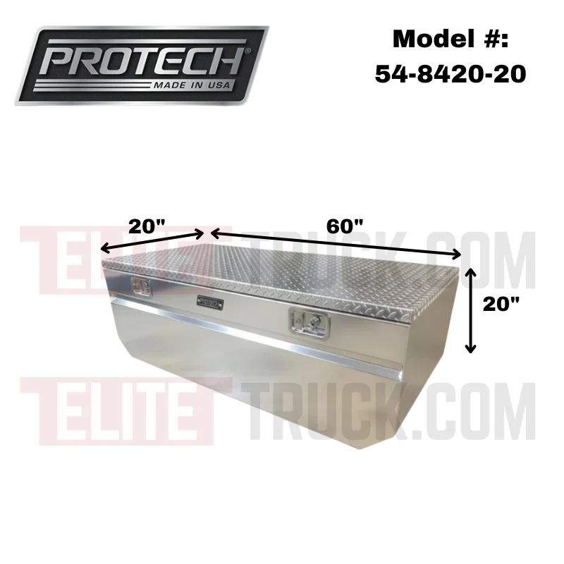 Protech Chest Tool Box - 20X20X60, Notched, Diamond Plate Lid Bright Aluminum Includes Tray Model 54-8420-20 - Image 2
