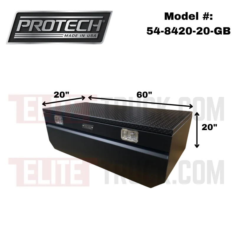 Protech Chest Tool Box - 20X20X60, Notched, Diamond Plate Lid - Gloss Black Includes Tray Model 54-8420-20-GB - Image 2