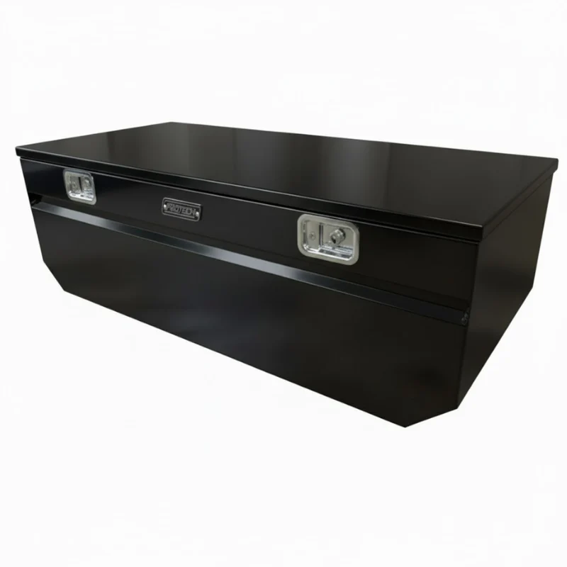 Protech Chest Tool Box - 20X20X60, Notched, Smooth Lid- Textured Black Includes Tray Model 54-8426-20-TB