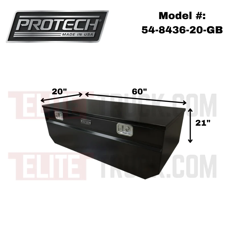 Protech Chest Tool Box - 21X20X60, Notched, Smooth Lid - Gloss Black Includes Tray Model 54-8436-20-GB - Image 2