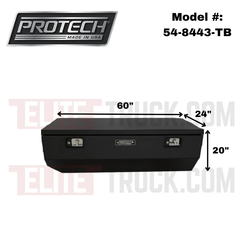 Protech Chest Tool Box - 20X24X60, W/5" Chamfer, Smooth Lid- Textured Black Includes Tray Model 54-8443-TB - Image 2