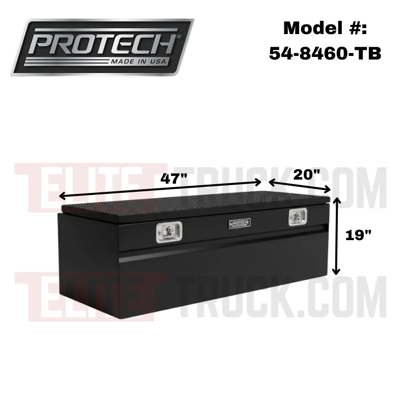 Protech Chest Tool Box - 19X20X47- Diamond Plate Lid Textured Black Includes Tray Model 54-8460-TB - Image 2