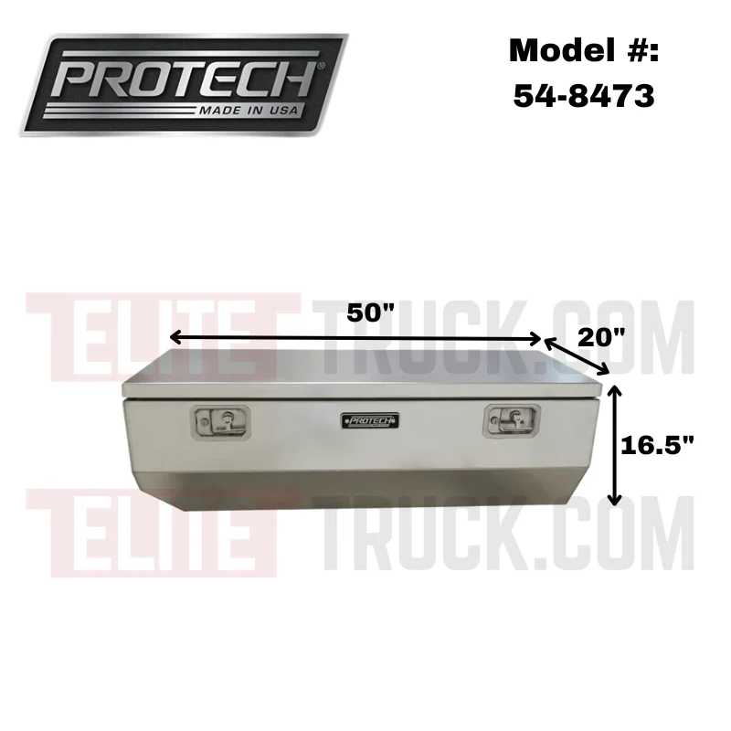 Protech Chest Tool Box, Tack, 16.5Hx20Dx50.5L Smooth Lid Bright Aluminum Includes Tray Model 54-8473 - Image 2