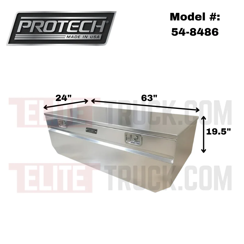 Protech Chest Tool Box - 19.5X24X63, 99-16 Ford Standard Duty, V-Notched, Smooth Lid Bright Aluminum Includes Tray Model 54-8486 - Image 2