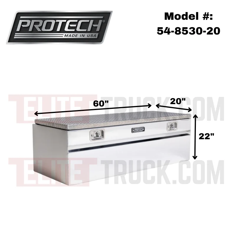 Protech Chest Tool Box - 22 7/16X20X60, 19+ Chevy Silverado Diamond Plate Lid Bright Aluminum Includes Tray Model 54-8530-20 - Image 2