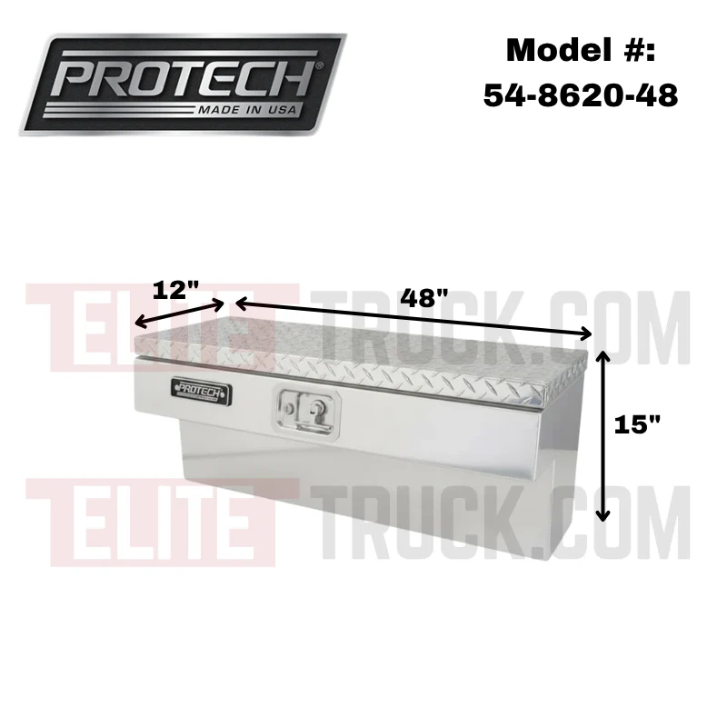 ProTech Side Mount Box - 12W X 48L Diamond Plate Lid Bright Aluminum Model 54-8620-48 - Image 2