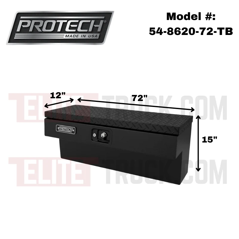 ProTech Side Mount Box - 12W X 72L Diamond Plate Lid Matte Textured Black Model 54-8620-72-TB - Image 2