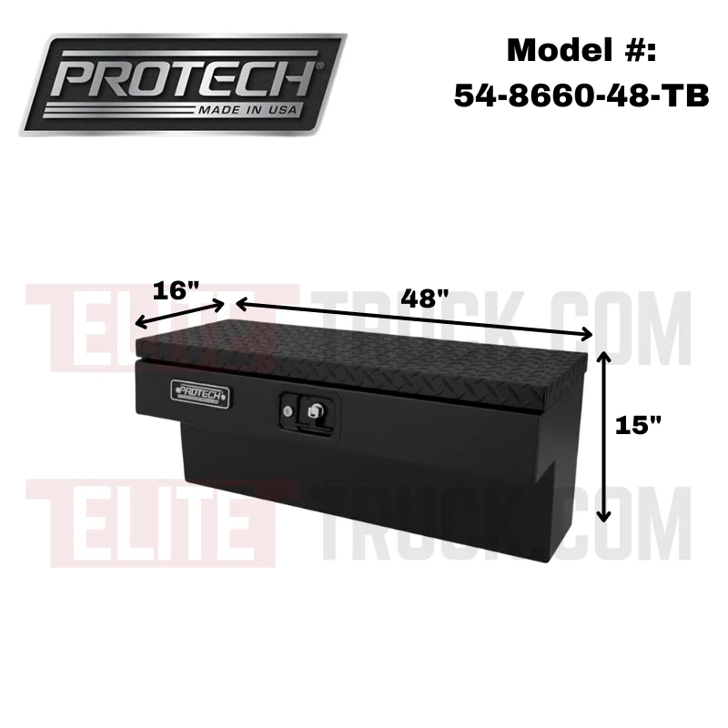 ProTech Side Mount Box - 16W X 48L, Diamond Plate Lid Matte Textured Black Model 54-8660-48-TB - Image 2